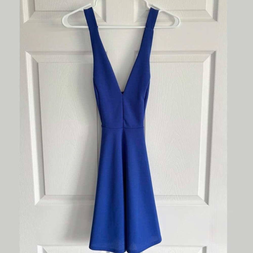 Charlotte Russe Elegant Royal Blue Sleeveless Crossback Dress